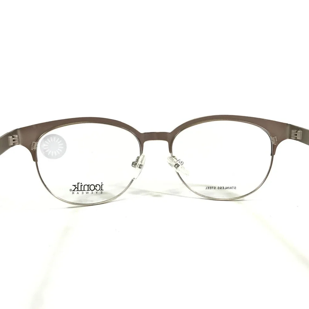 Iconik Eyeglasses Frames Helen C01 Blue Gold Round Full Rim 52-16-140
